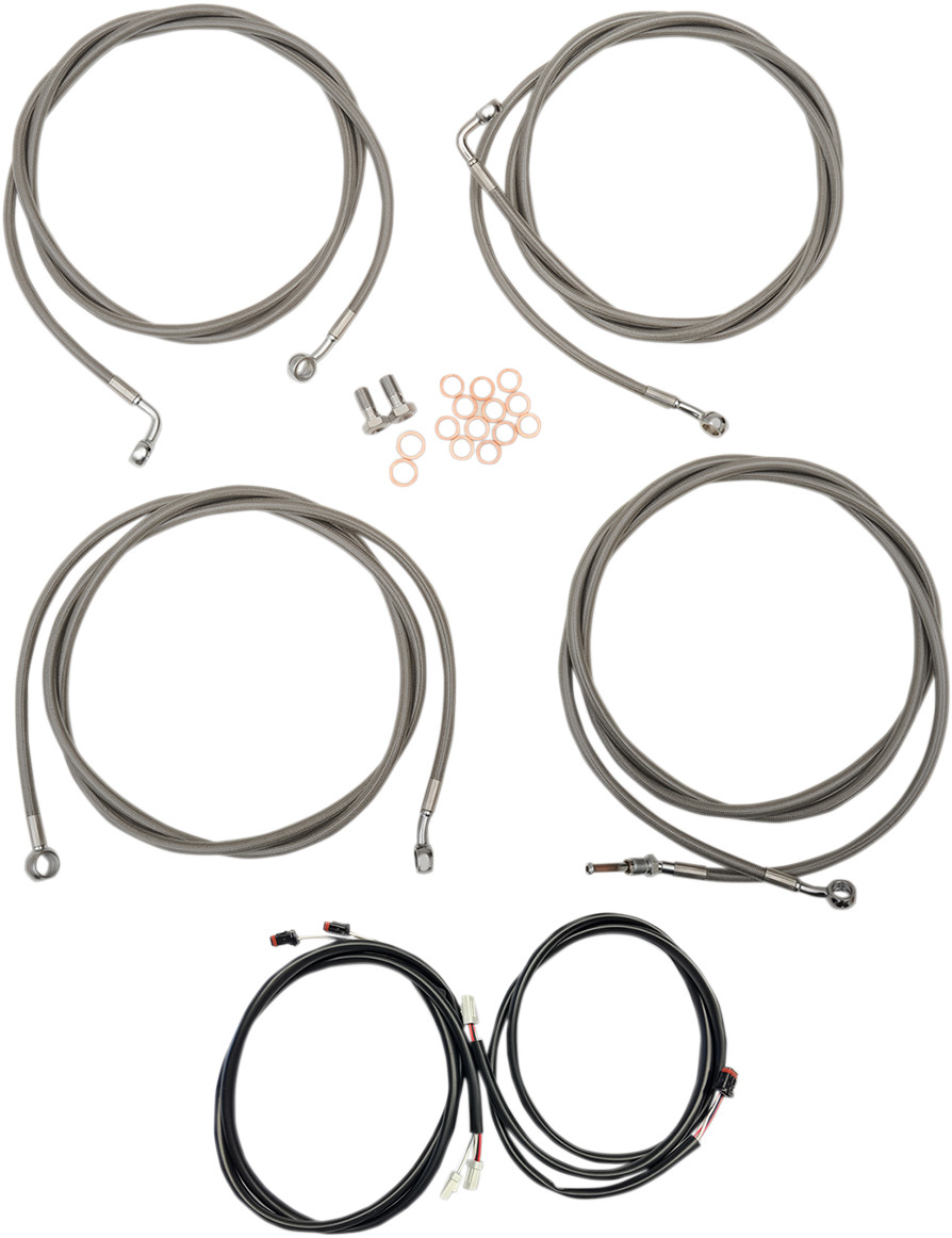La choppers Complete Plug-and-Play Cable Kit - 15" - 17" Handlebars - '17-'20 Touring - ABS - Stainless Harley Davidson