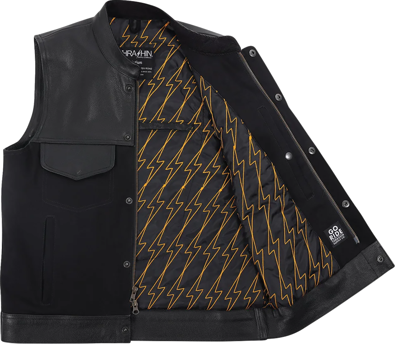 Thrashin supply co. Kanan Leather/Denim Riding Vest
