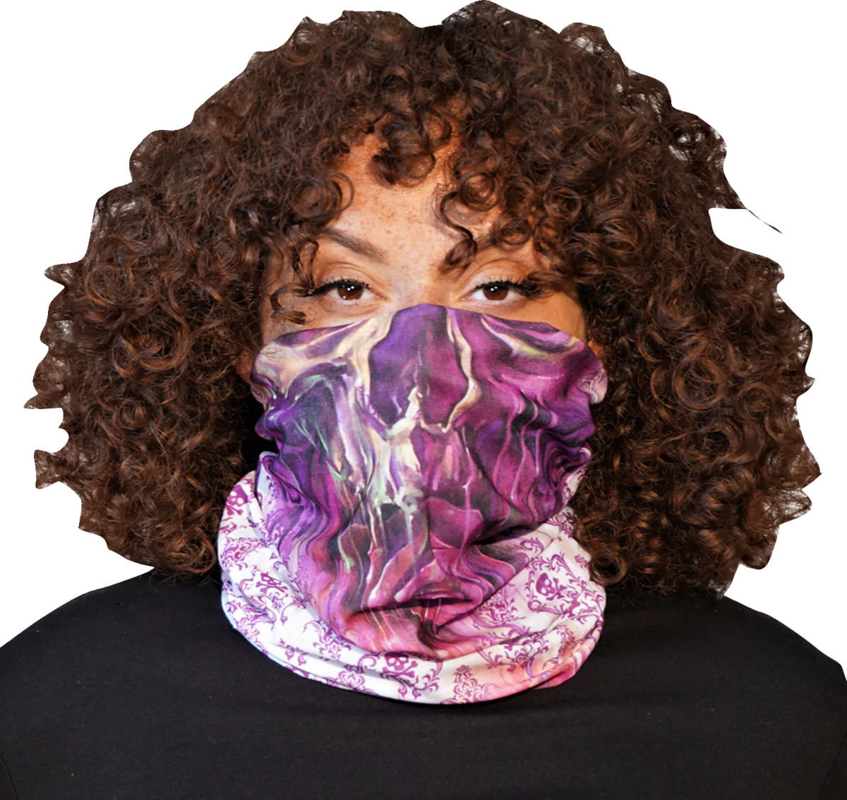 LETHAL THREAT Watercolor Skull Face Neck Scarf