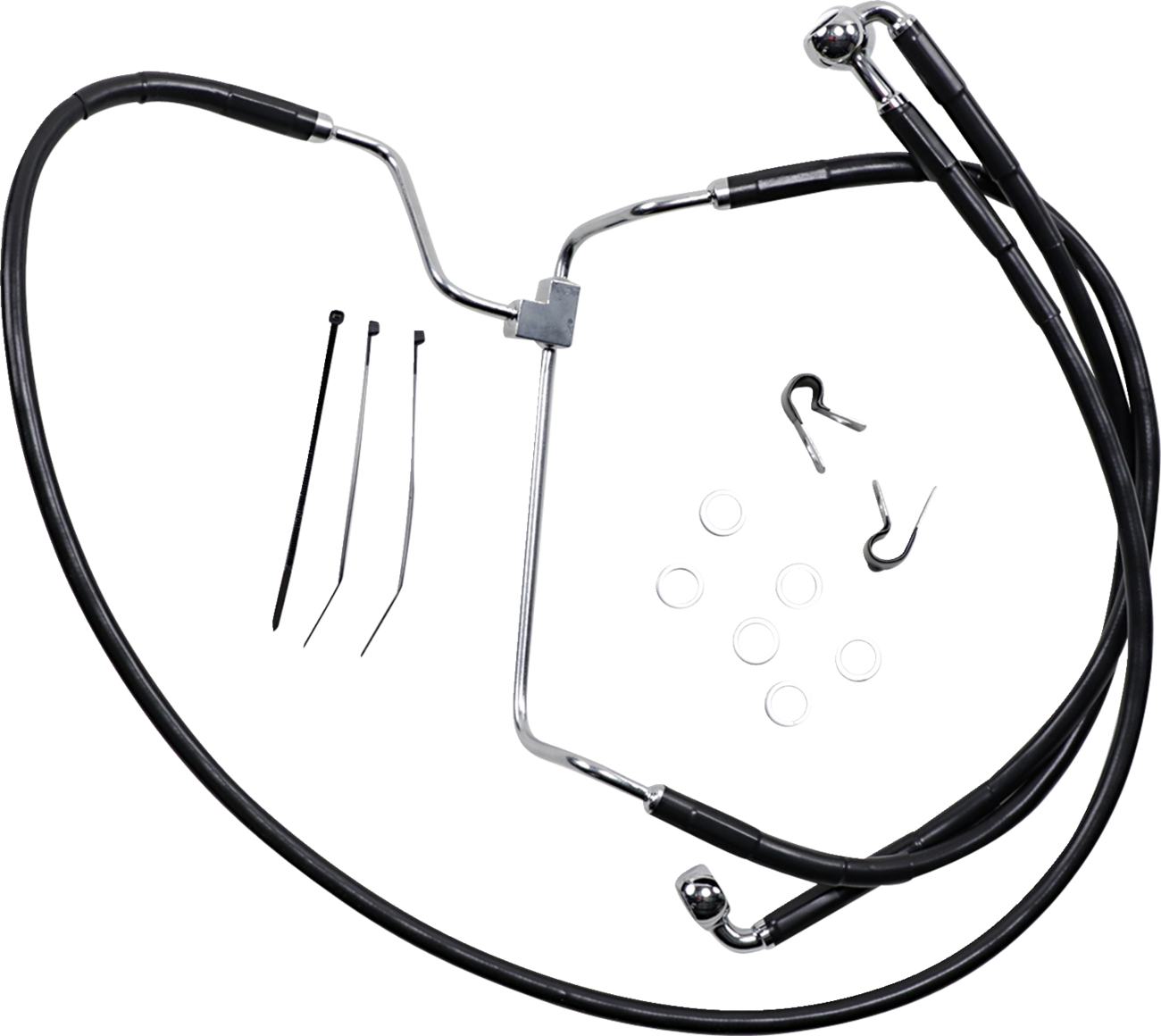 Drag specialties Brake Line - Front - Black - +8" Harley Davidson