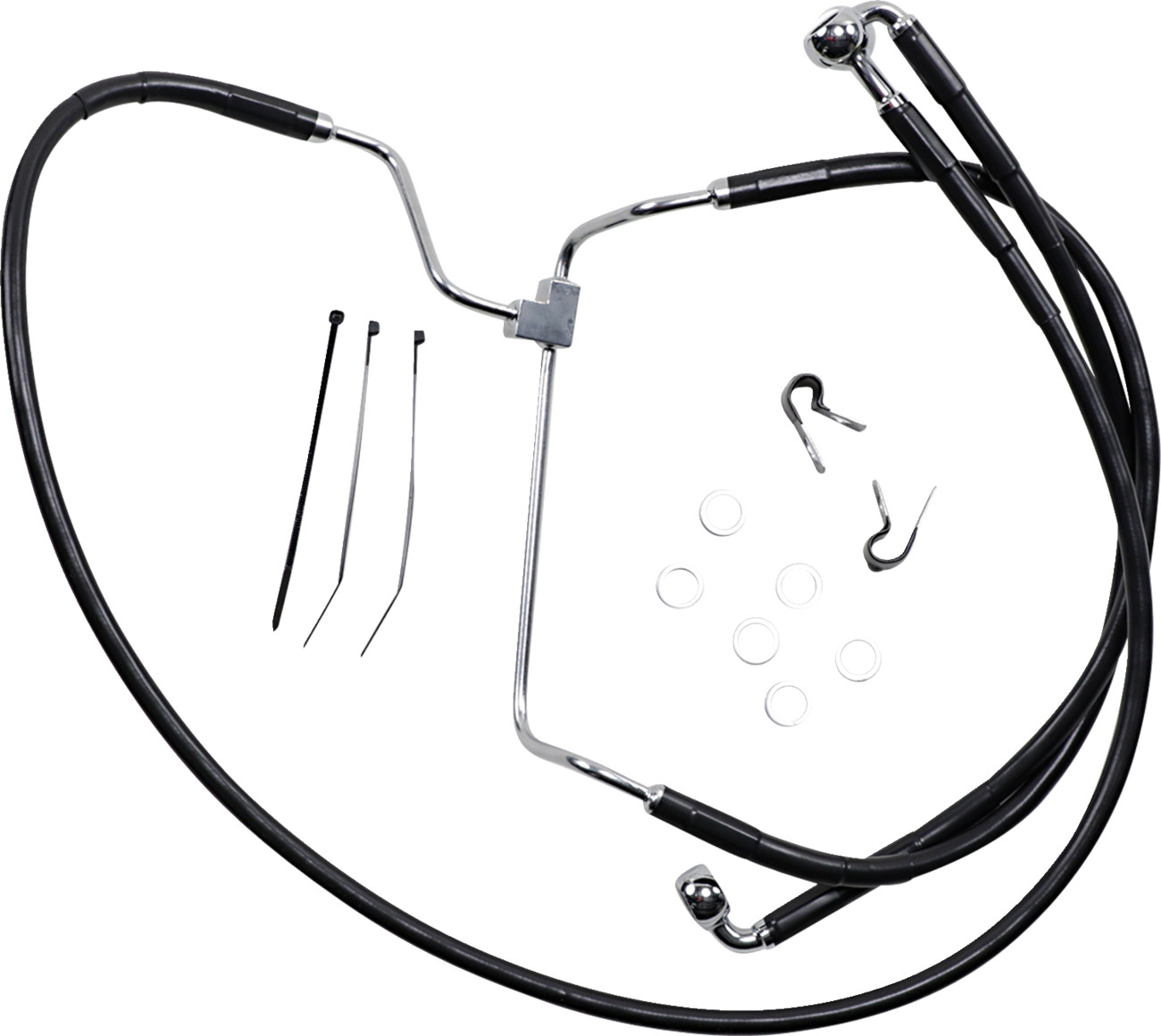 Drag Specialties Extended Length Black Vinyl Brake Line Kit