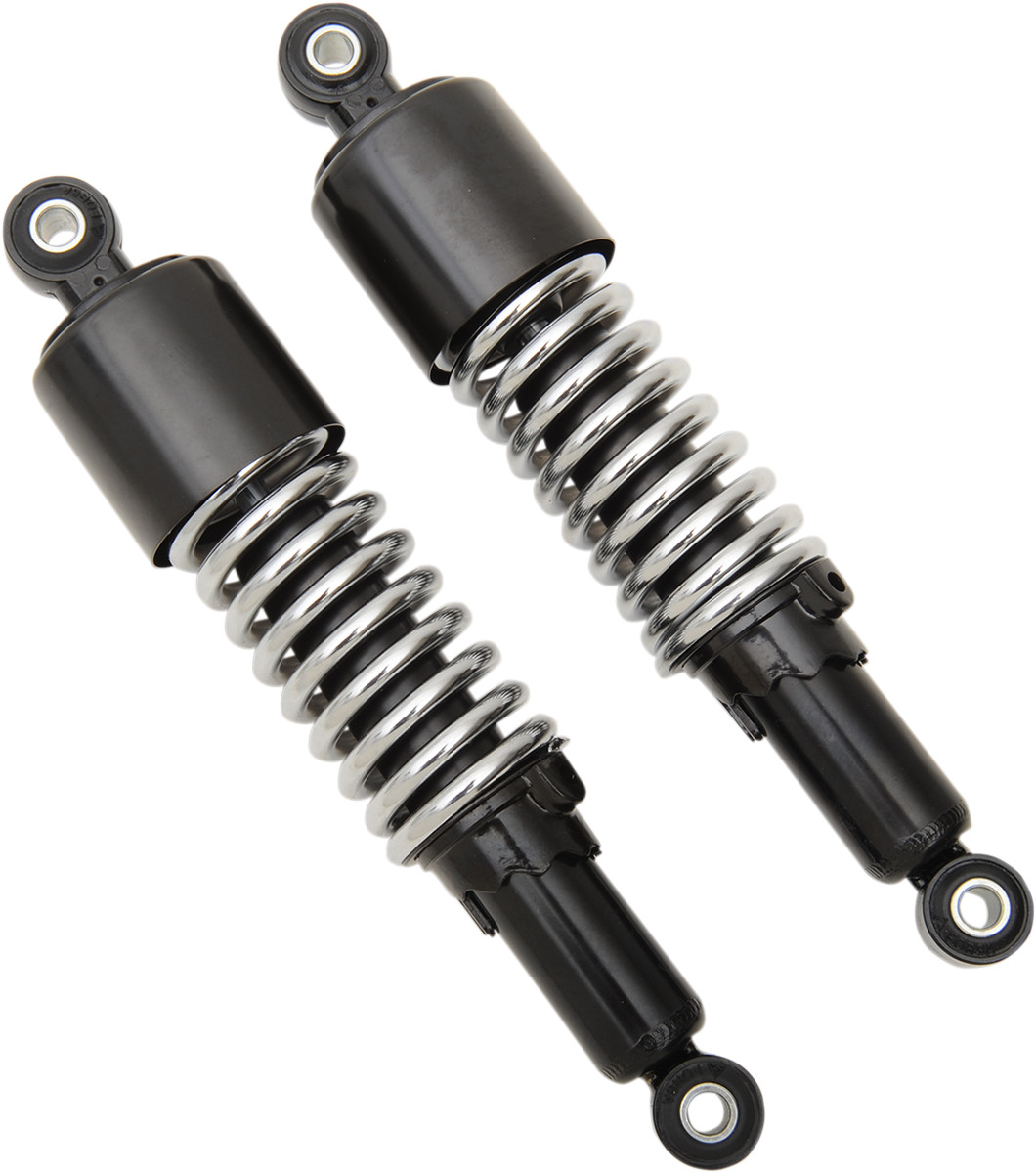 Emgo Custom Shorty Shocks with Shroud - Black Body/Chrome Spring Finish - Eye Lowering