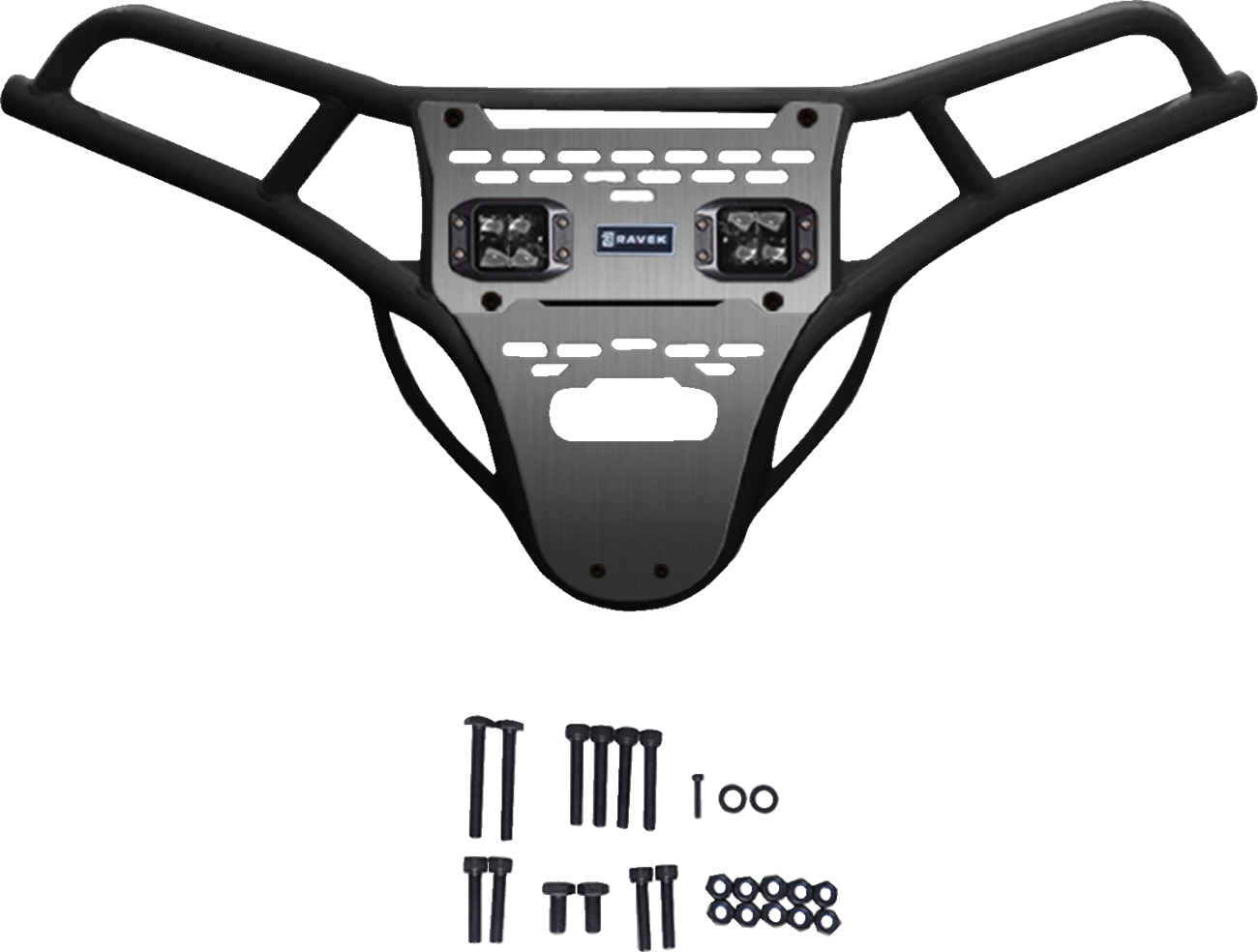 Ravek Front Bumper/Skid Plate with White Lights - Black - RZR XP 1000 2024-2025 Polaris RZR XP 1000 Premium / 2024-2025 Polaris RZR XP 1000 Sport / 2024-2025 Polaris RZR XP 1000 Ultimate