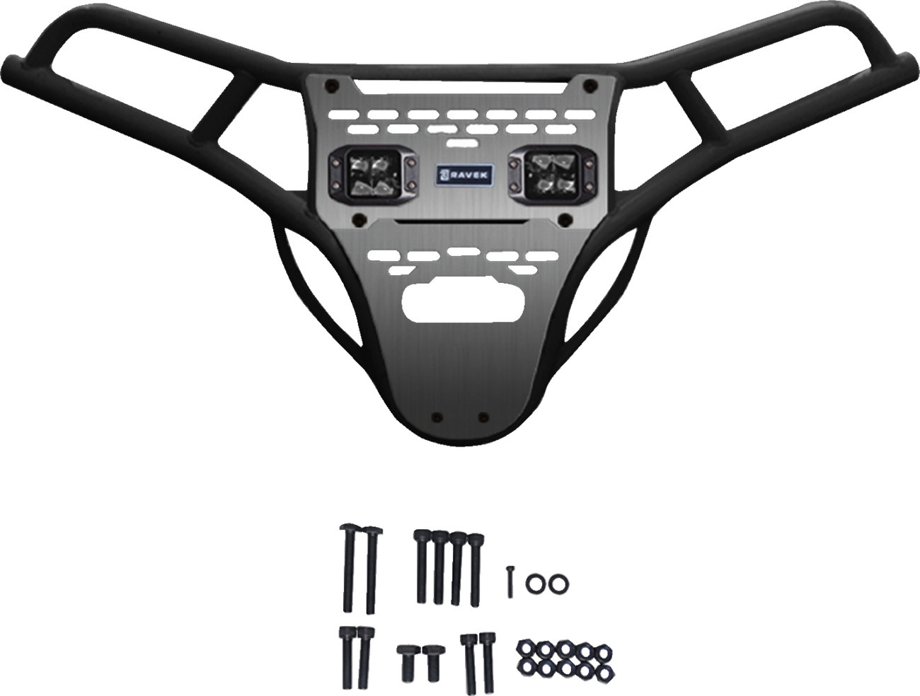 Ravek Front Bumper/Skid Plate with White Lights - Black - RZR XP 1000 2024-2025 Polaris RZR XP 1000 Premium / 2024-2025 Polaris RZR XP 1000 Sport / 2024-2025 Polaris RZR XP 1000 Ultimate