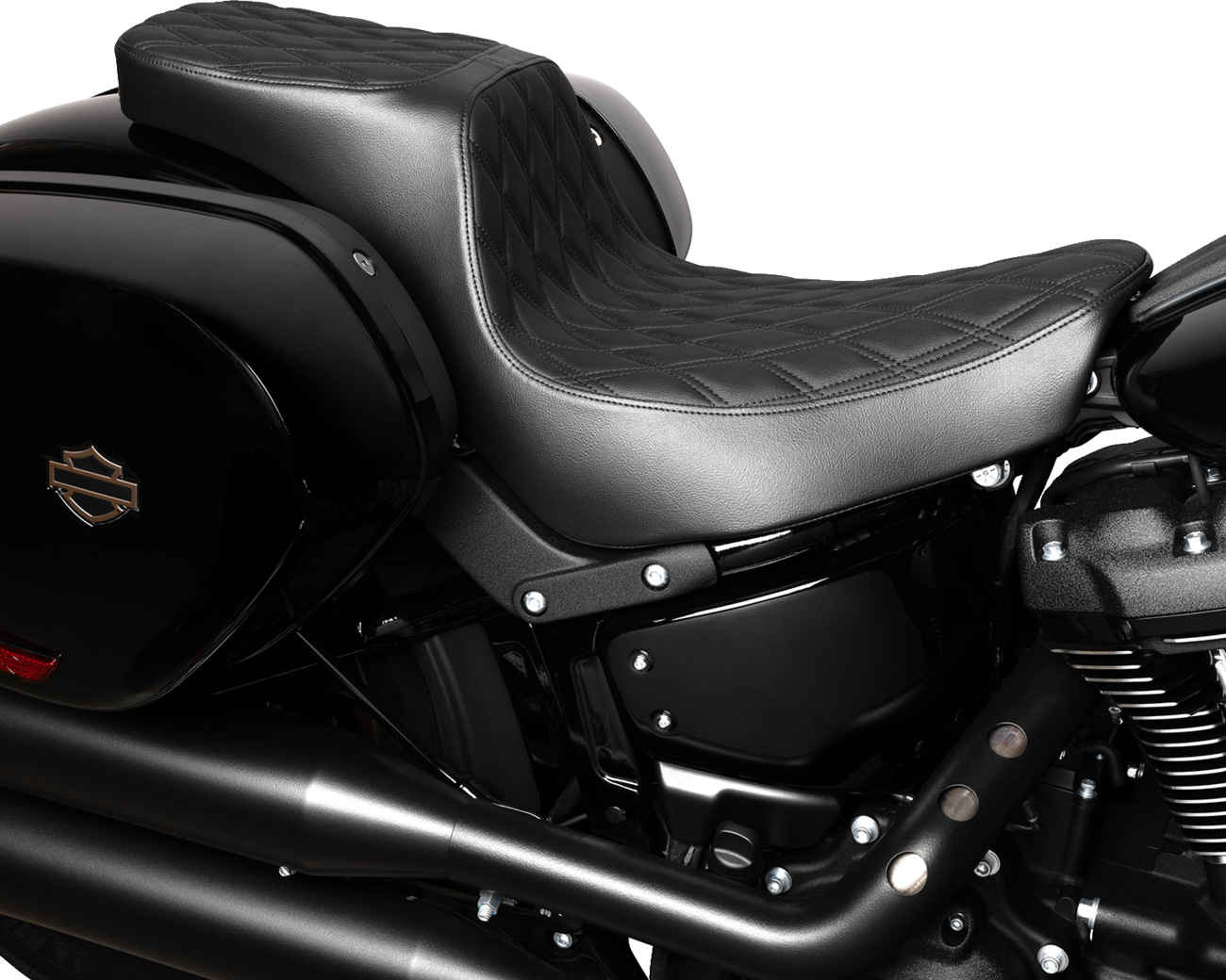 Drag specialties seats Predator 2-Up Seat - Vinyl - Double Diamond - Black Stitching - FLSB/FXLRS '18-'24 Harley Davidson