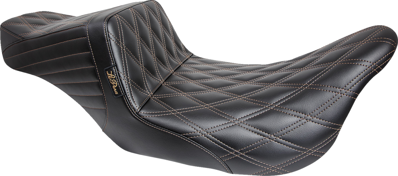 Le pera Tailwhip Seat - Double Diamond w/ Chestnut Thread - Black - FL '08-'24 Harley Davidson