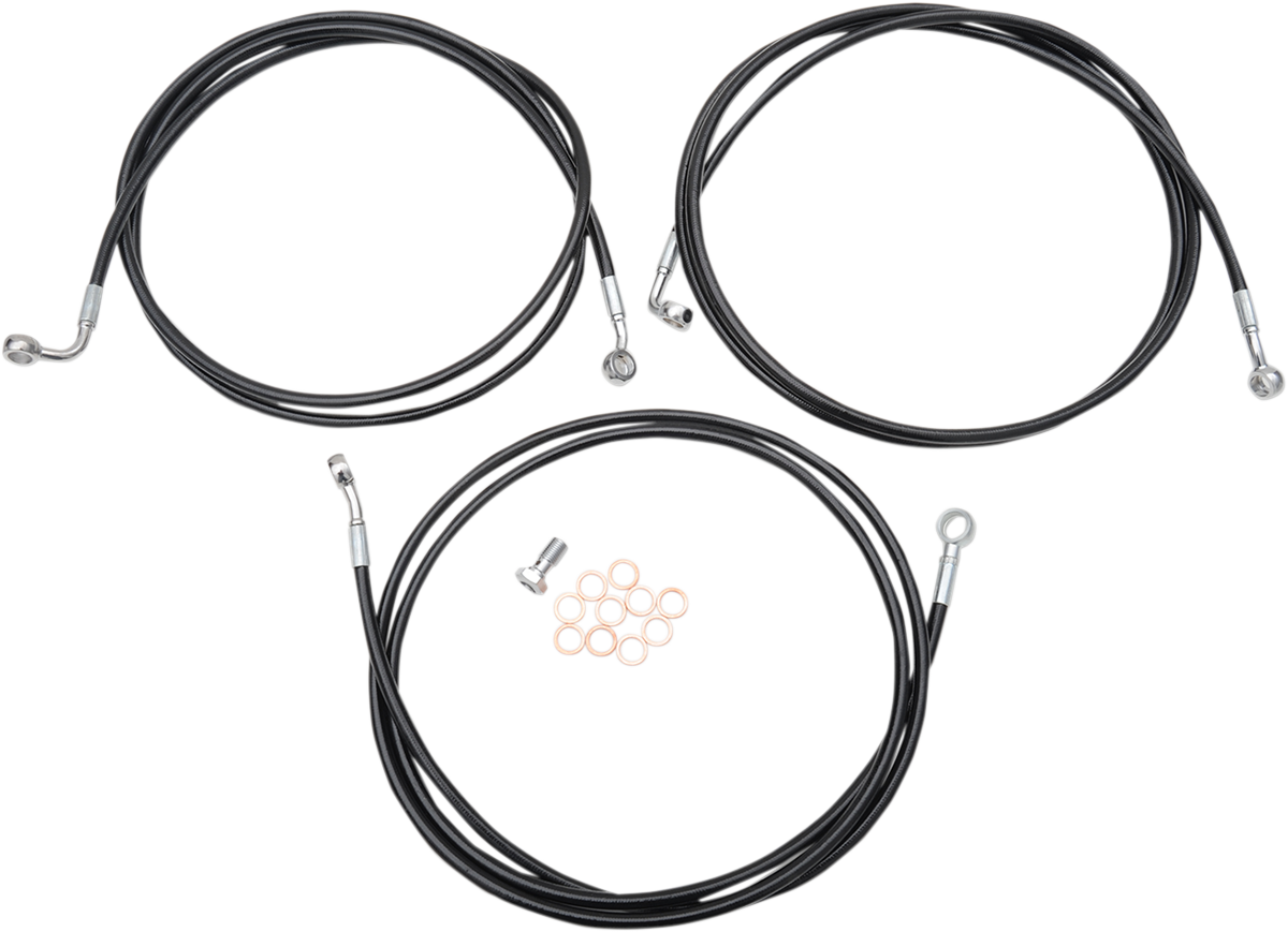 LA CHOPPERS Black Braided Brake Line Kit