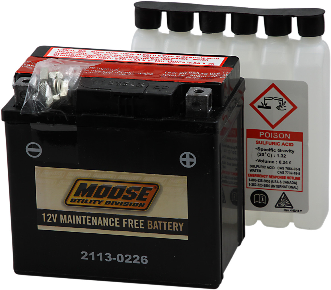Moose offroad AGM Battery - YTX5L-BS Arctic Cat/Kawasaki/Kasea/Suzuki/KTM/Kymco/Polaris/Kolpin/Aeon/E-Ton/Honda/Can-Am/Yamaha/Malaguti