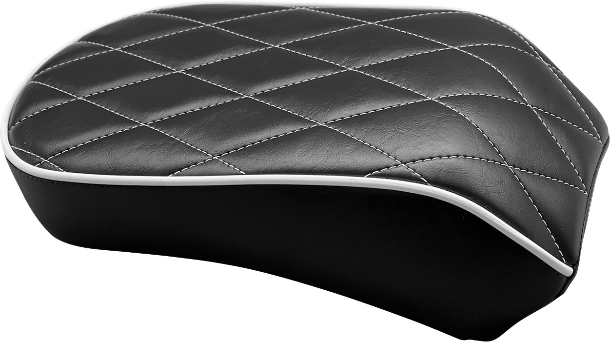 LE PERA Bare Bones Series Pillion Pad — White Piping/Diamond Stitch