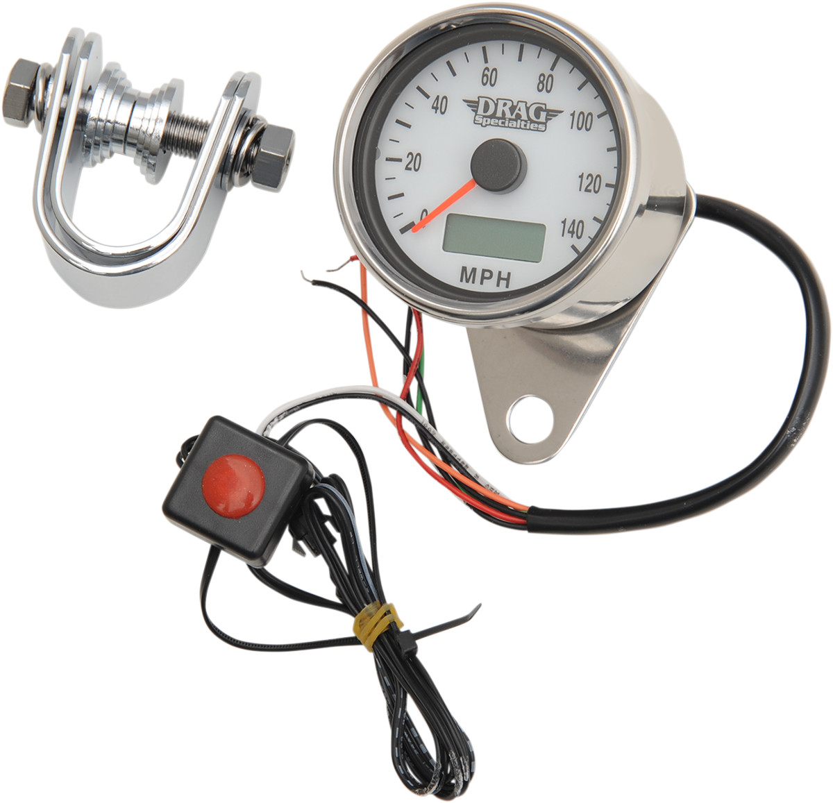 Drag specialties Programmable Mini Electronic Speedometer with Odometer/Tripmeter - 2.4" - Polished Harley Davidson