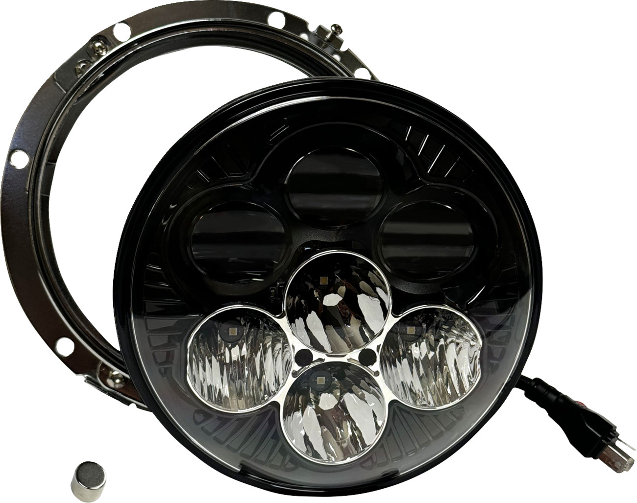 CUSTOM DYNAMICS Shark Demon® 7” Round LED Headlight with Color Changing Backlight