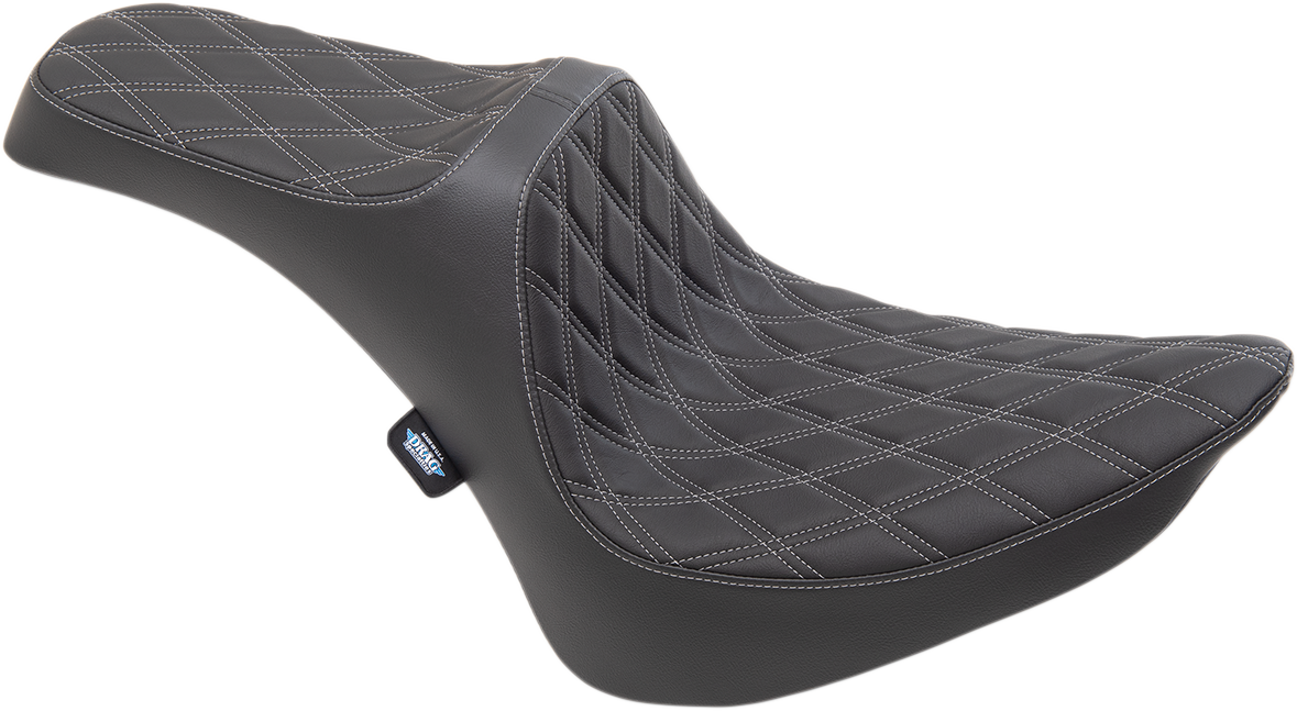 Drag specialties seats Predator III Seat - Double Diamond - Silver Stitching - FXST/FLST '84-'99 Harley Davidson