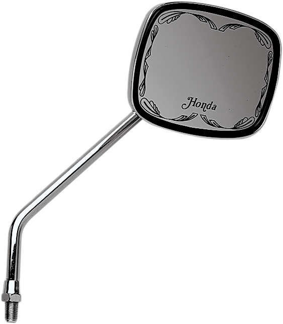 Emgo Mirror - Die-Cast - Honda Scrolled - Side View - Rectangle - M10 x 1.25 - Chrome - Left/Right