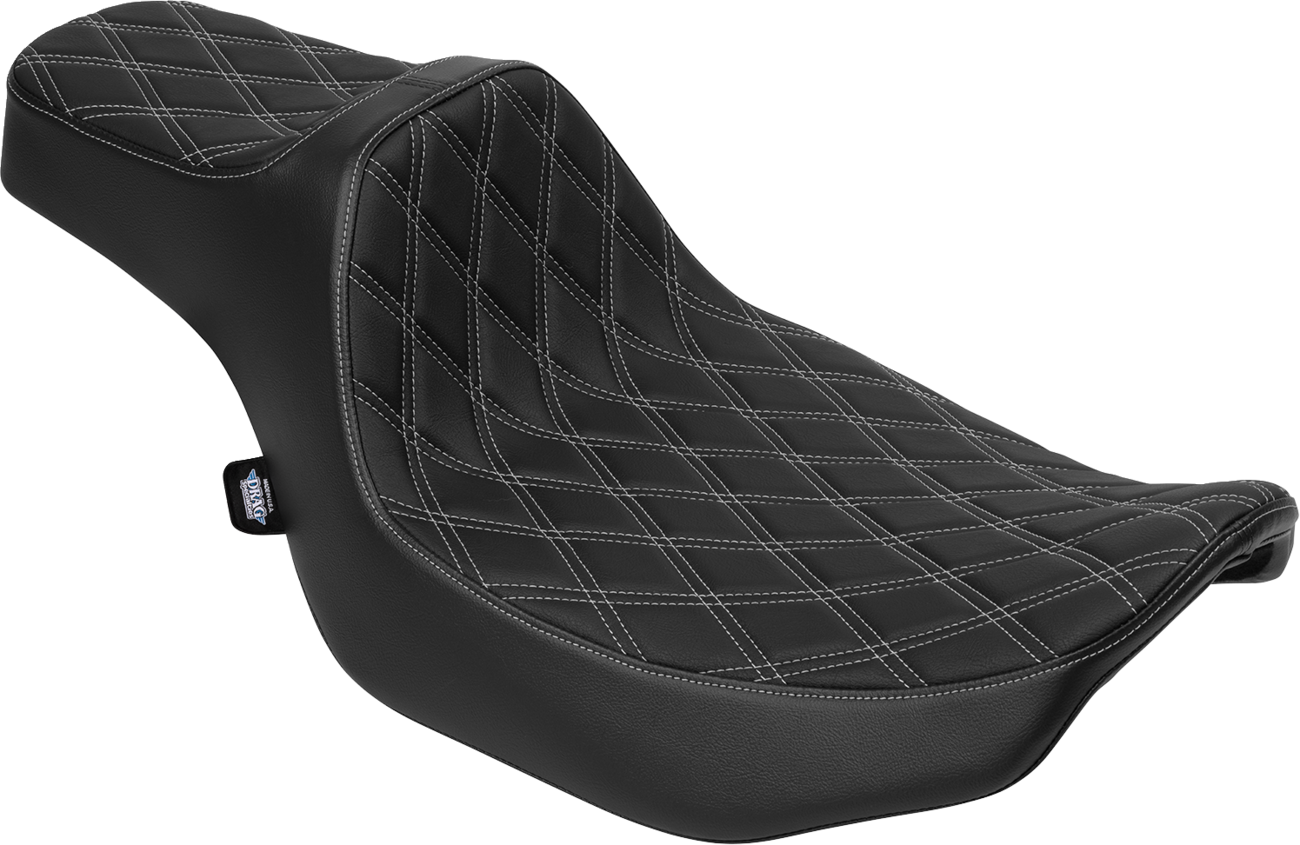 Drag specialties seats Extended Reach Predator III Set - Vinyl - Silver Double Diamond Stitch - FLT/FLH '23-'24 Harley Davidson