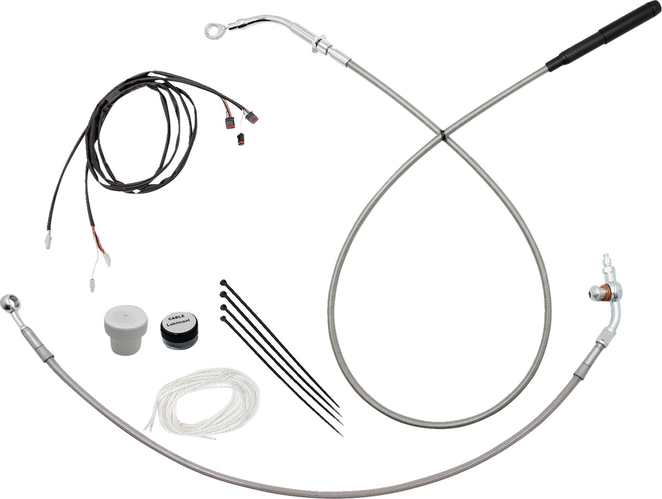 Fat baggers inc. EZ Install Kit - 16" Handlebars - Upper Clutch - Braided Stainless Steel/Chrome Harley Davidson