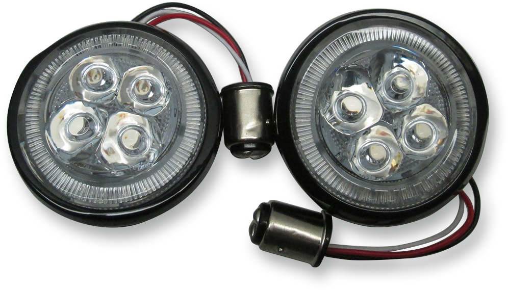 Ciro Fang Rear LED Bullet Turn Signal Inserts With Bezel For Harley 2000-2025