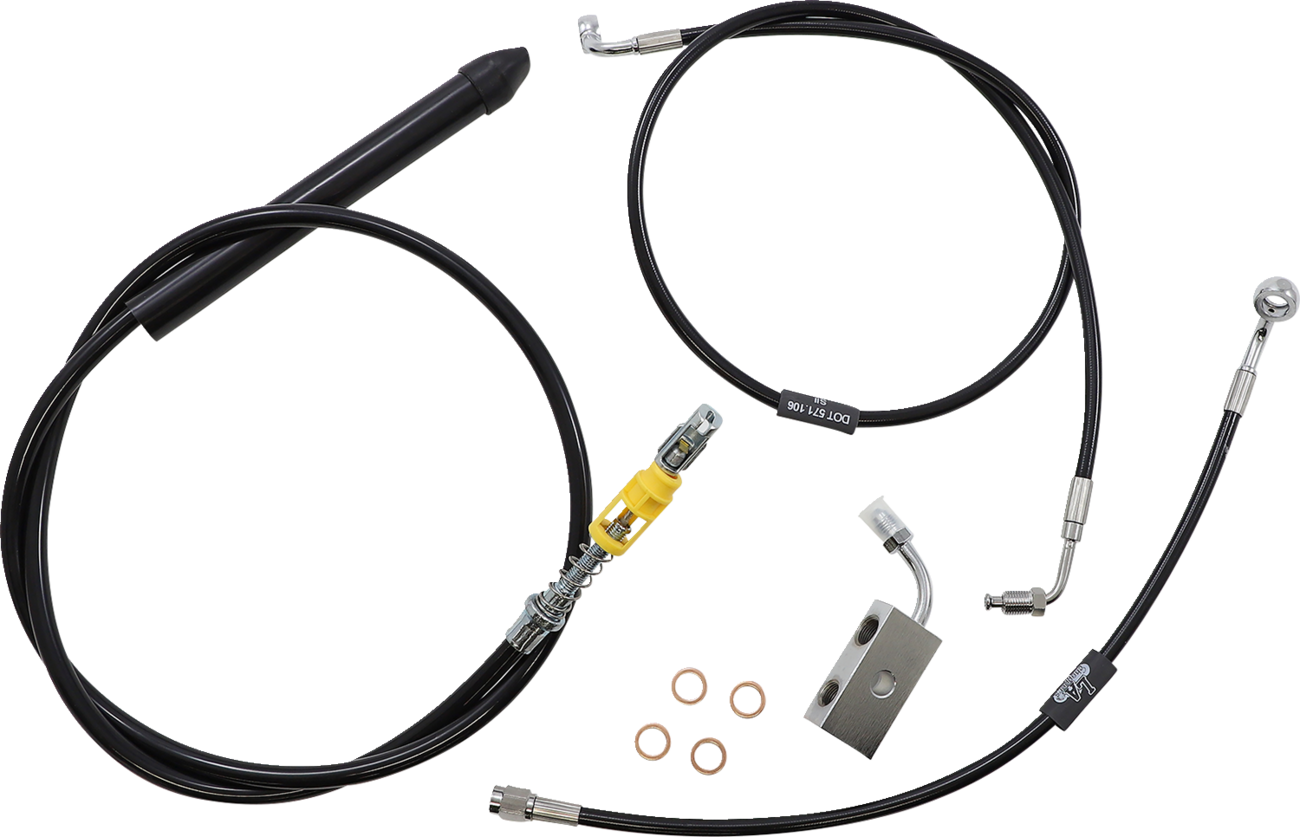 LA CHOPPERS Standard Black Vinyl Handlebar Cable/Brake Line Kit — Ape Hanger