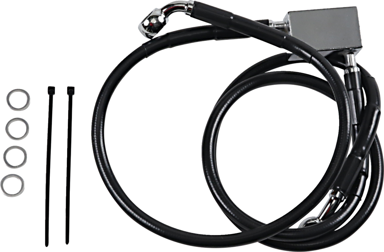 Drag specialties Brake Line - Rear - Black Harley Davidson