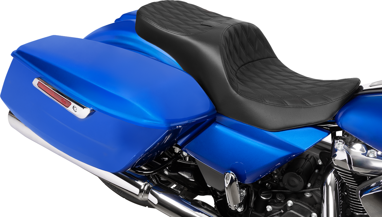 Drag specialties seats Forward Position Freedom Seat - Vinyl/Solar Leather - Black Double Diamond Stitch - FLH/FLT '23-'25 Harley Davidson