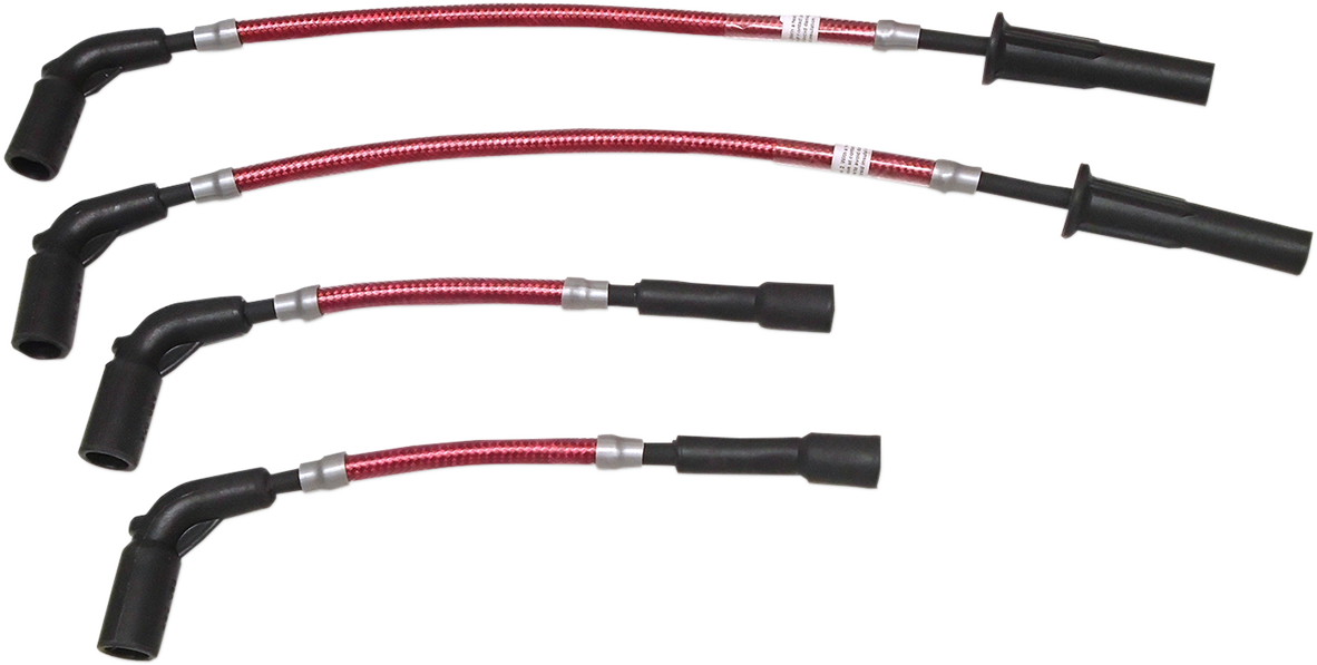 Ton's Performance Vintage Cloth Braided Spark Plug Wires – 8mm – Fits Harley Davidson FXR 1982-2000 – Red/Black