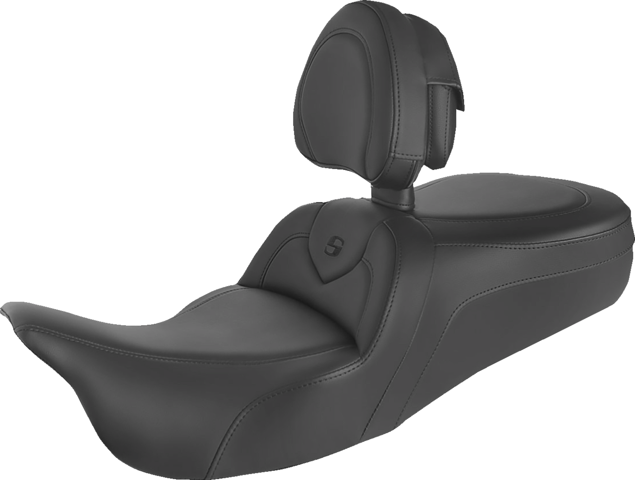 Saddlemen Roadsofa™ Seat - with Backrest - Black/Black Stitch - FLH/FLT '08-'24 Harley Davidson