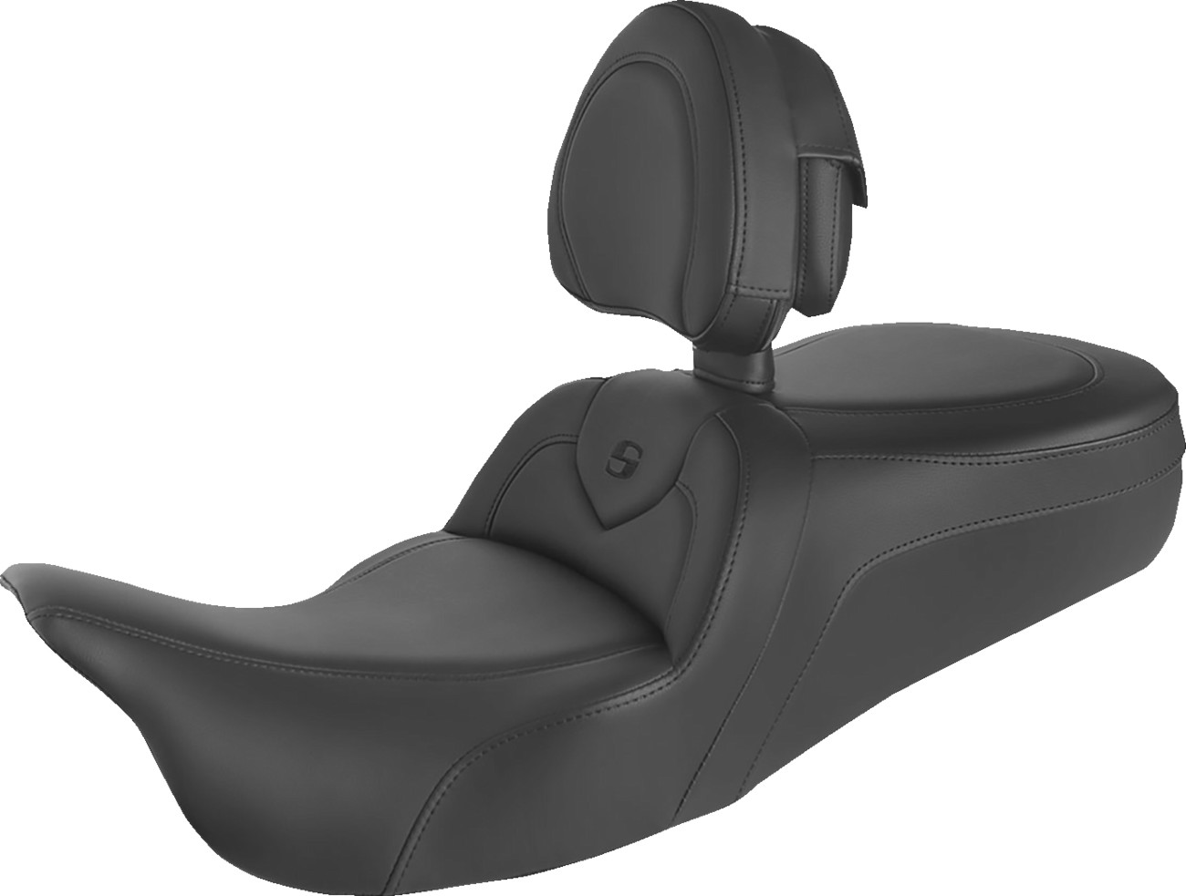 Saddlemen Roadsofa™ Seat - with Backrest - Black/Black Stitch - FLH/FLT '08-'24 Harley Davidson