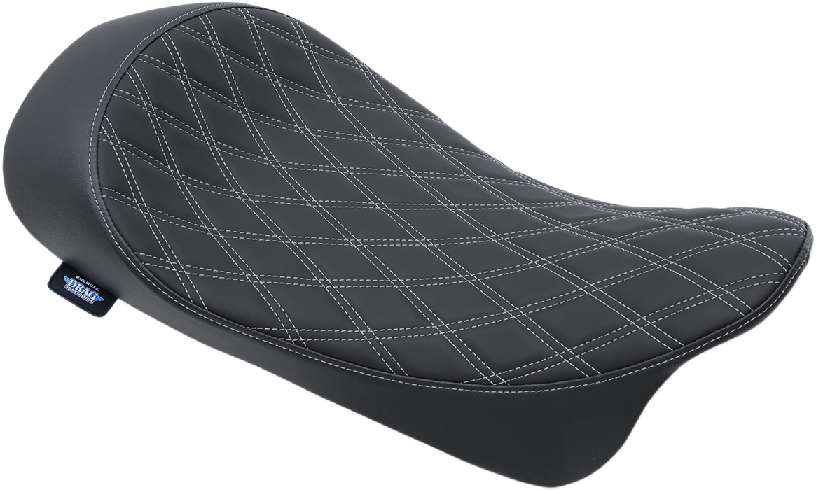 Drag specialties seats Low Solo Seat - Double Diamond - Silver Stitch - FL '08-'23 Harley Davidson