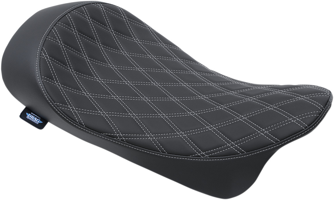 Drag specialties seats Low Solo Seat - Double Diamond - Silver Stitch - FL '08-'23 Harley Davidson