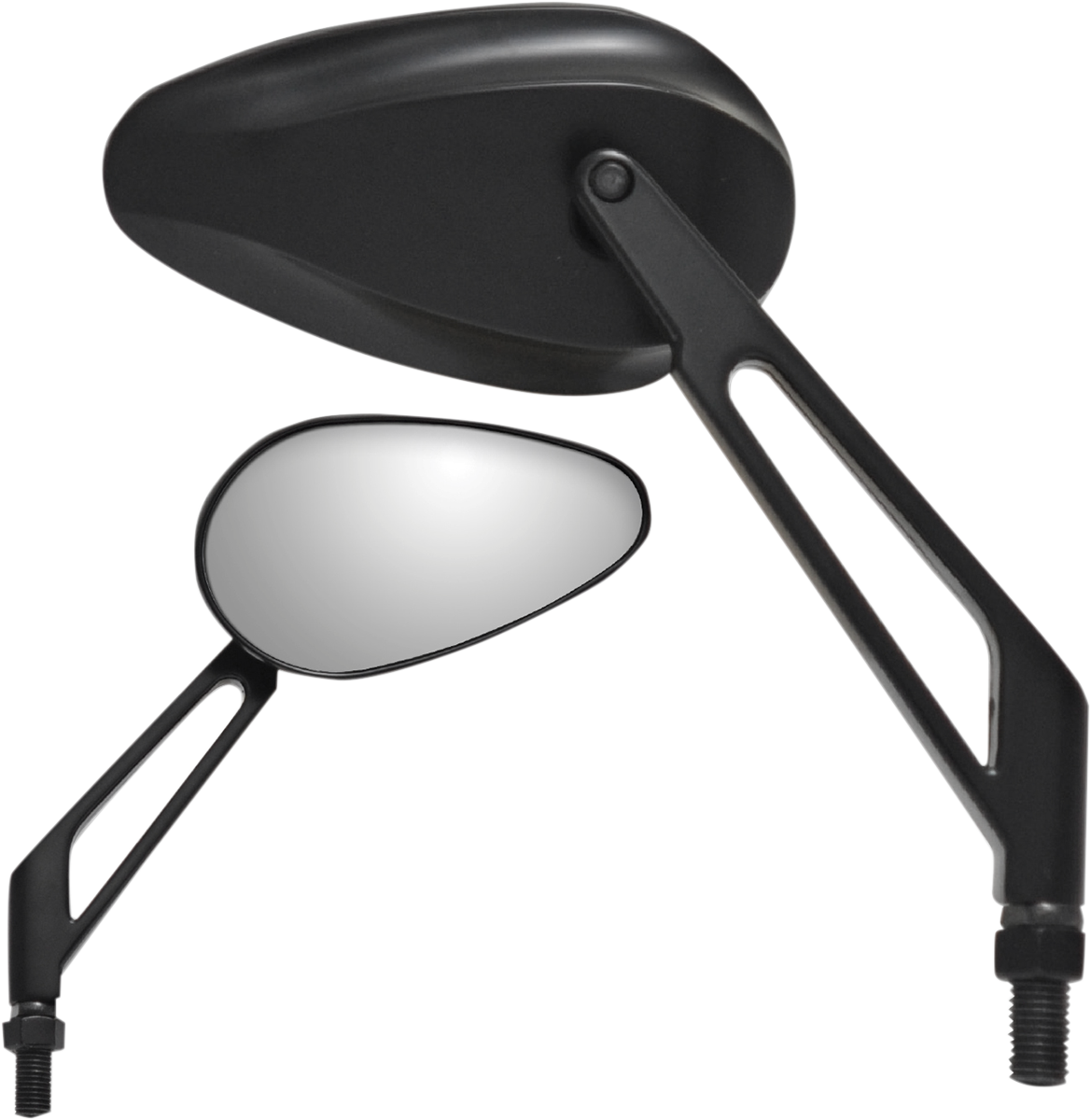 Parts unlimited Mirror - X-Treme Mini - Side View - Teardrop - Billet - Short - Black - Each