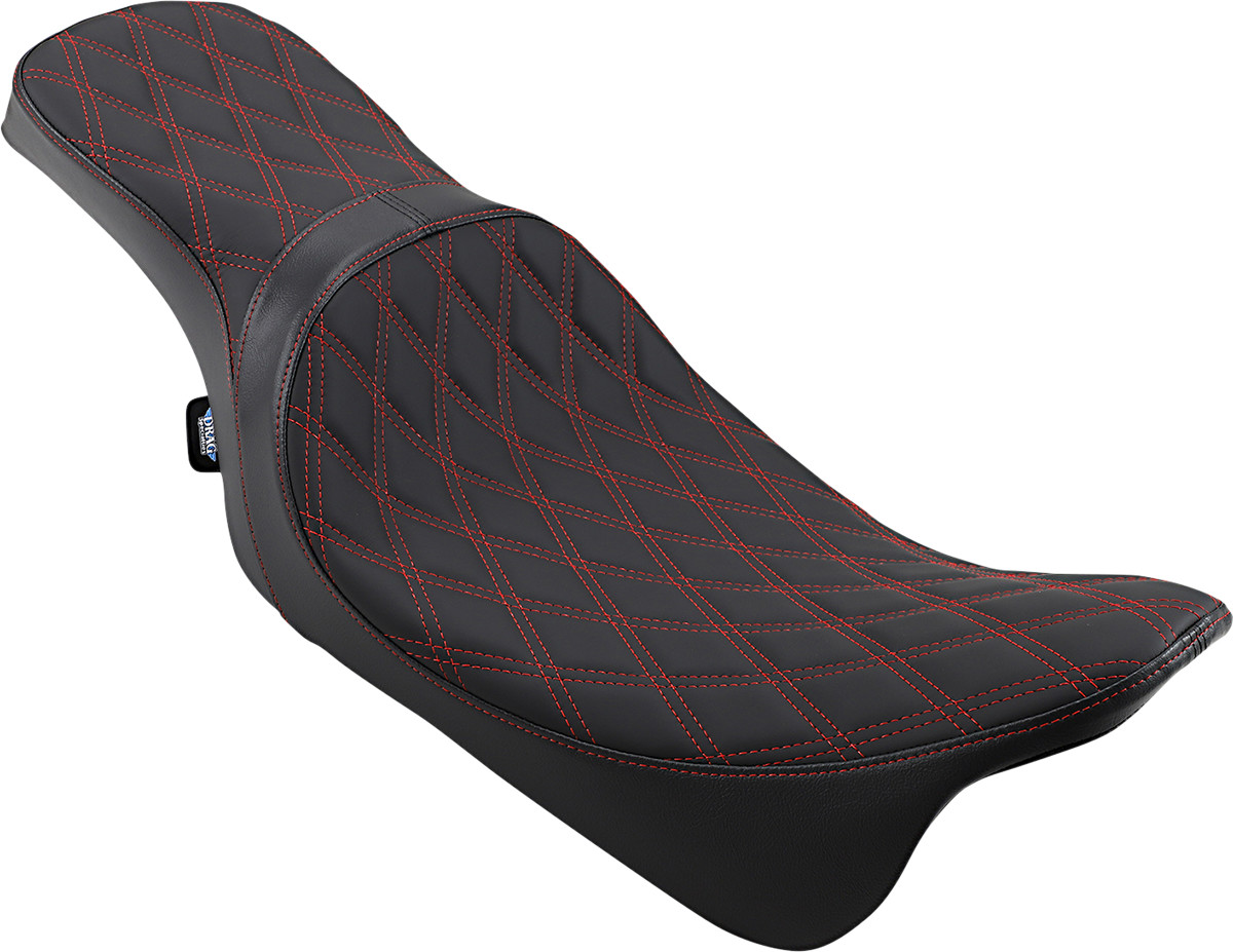 Drag specialties seats Predator 2-Up Seat - Double Diamond - Red Stitching - FL '08-'23 Harley Davidson