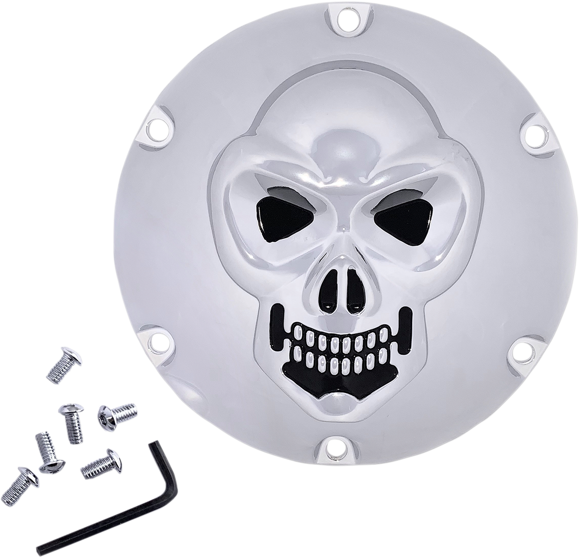 Drag specialties Skull Derby Cover - Chrome - 6-Hole Harley Davidson