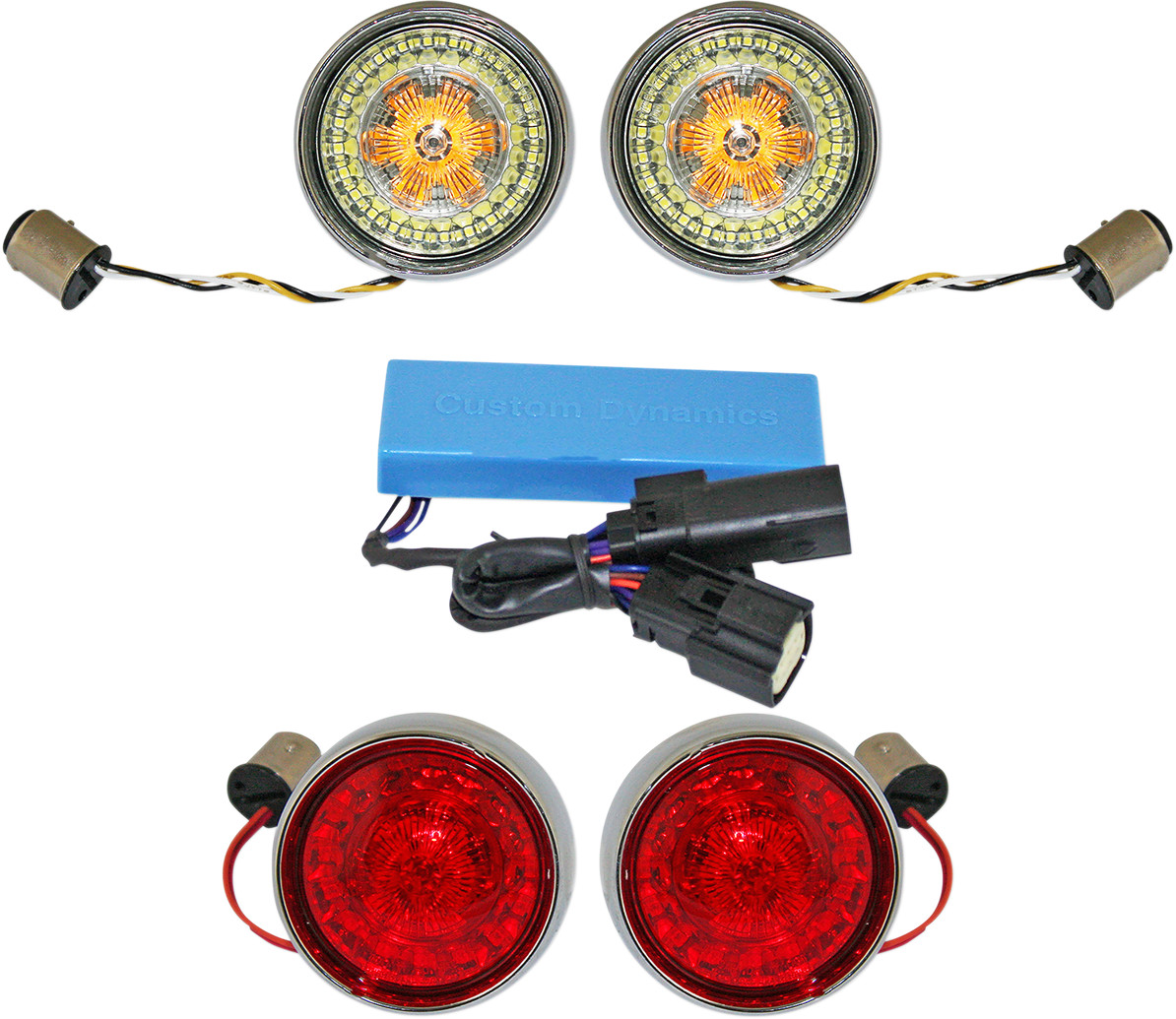 Complete Front & Rear Turn Signal Conversion Kit with Bullet Bezel Lenses