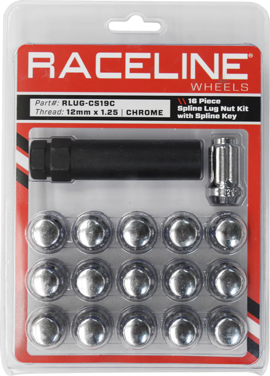Spline Lug Nut Kit with Spline Key - 16 Pack