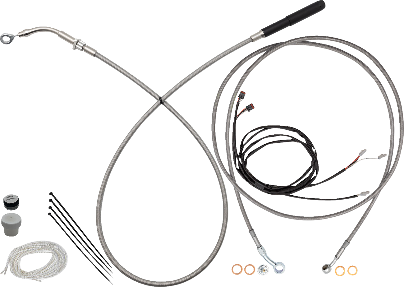 Fat baggers inc. EZ Install Kit - 16" Handlebars - Upper Clutch - Full Length - Braided Stainless Steel Harley Davidson