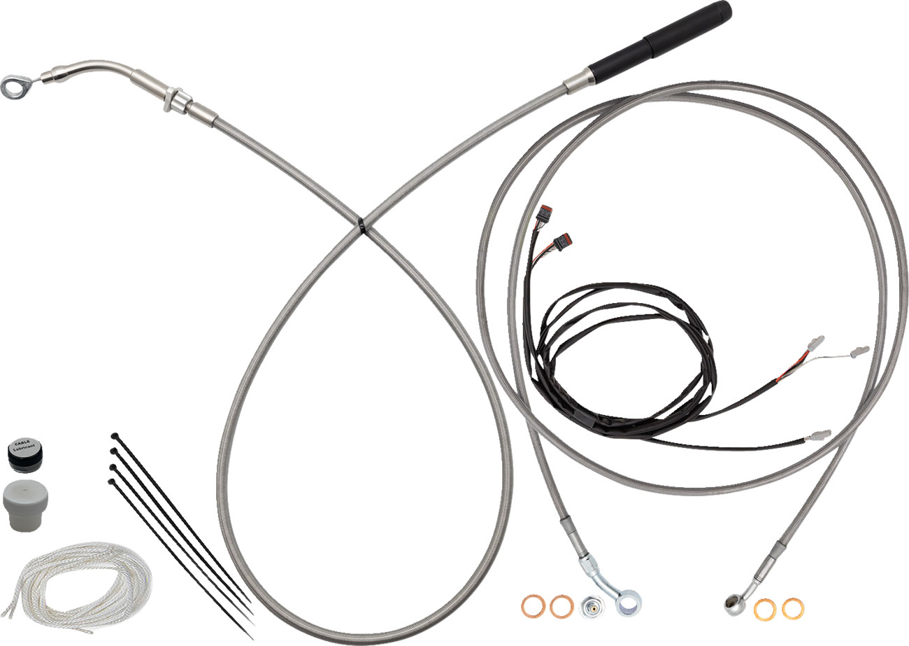 Fat baggers inc. EZ Install Kit - 16" Handlebars - Upper Clutch - Full Length - Braided Stainless Steel Harley Davidson