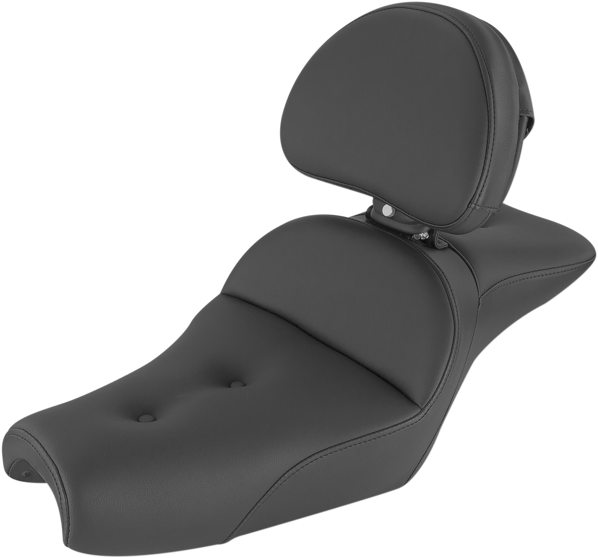 Saddlemen Seat - Explorer™ - With Backrest - Pillow Top - Black - XL '04-'22 Harley Davidson
