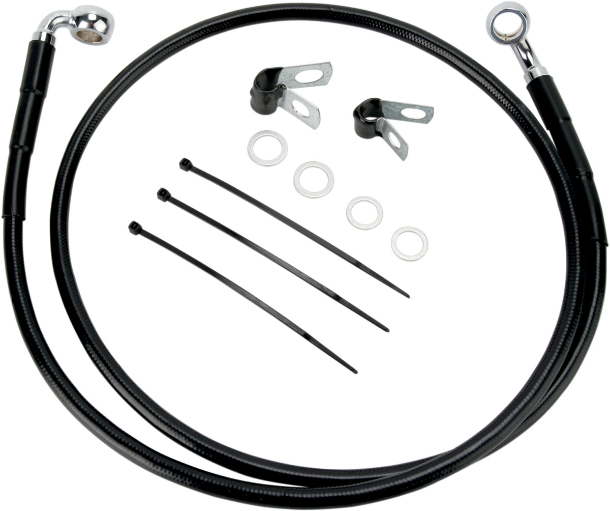 Drag specialties Brake Line - Front - Black - +6" - FXDL '01-'05 2004-2005 Harley Davidson FXDLI Dyna Low Rider / 2001-2005 Harley Davidson FXDL Dyna Low Rider
