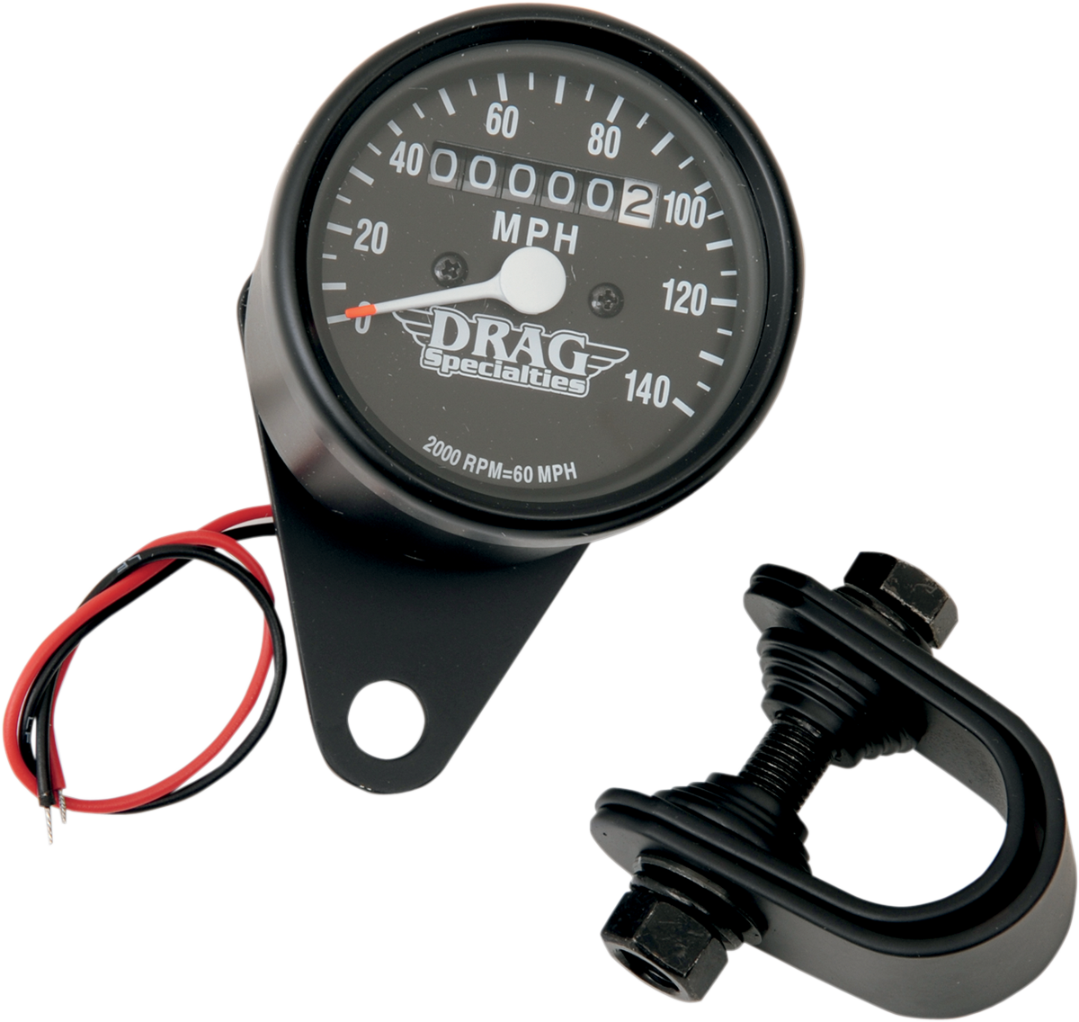 Drag Specialties 2:1 Black 140 MPH Mechanical Motorcycle Odometer Speedometer