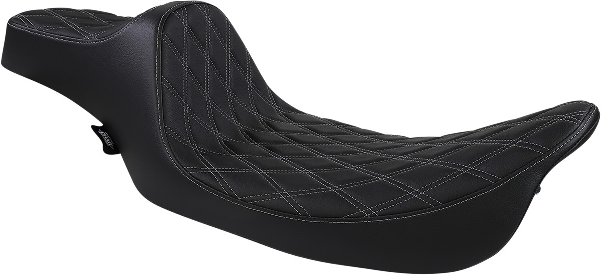 Drag specialties seats Extended Reach Predator III Seat - Double Diamond - Black w/ Silver Stitching - FL '99-'07 Harley Davidson