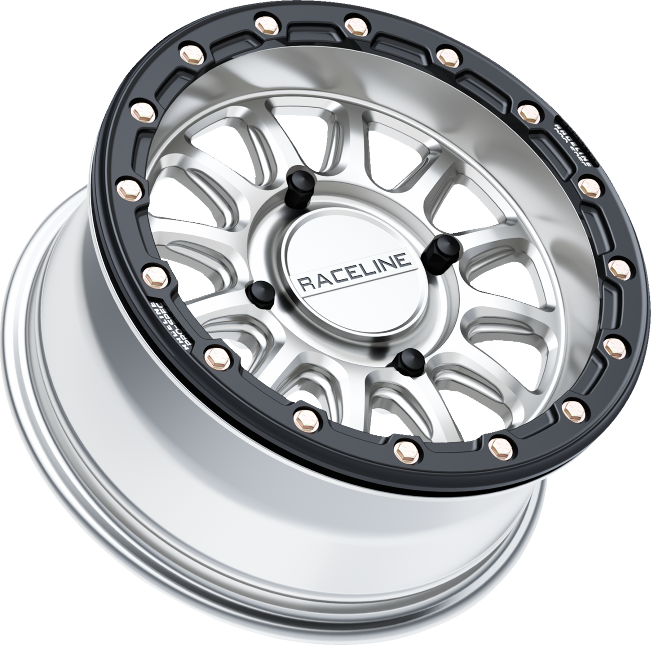 Raceline wheels Wheel - Alpha - Front/Rear - Hyper Silver/with Black Ring - 15x7 - 4/156 - +10 mm Arctic Cat/Kawasaki/Polaris/Yamaha/Textron
