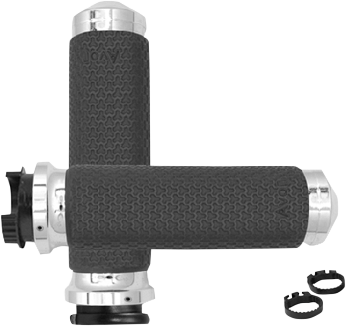 Avon grips Memory Foam Grips - Medium - Metric - Chrome Kawasaki/Suzuki/Victory/Yamaha