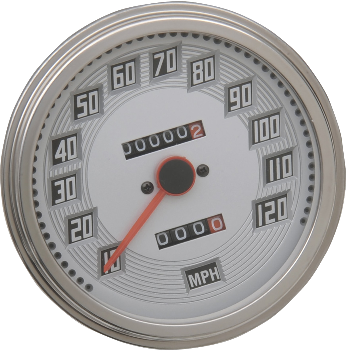 Drag specialties 5" MPH FL-Style 2:1 Speedometer with Tach - Billet Look White Face Harley Davidson