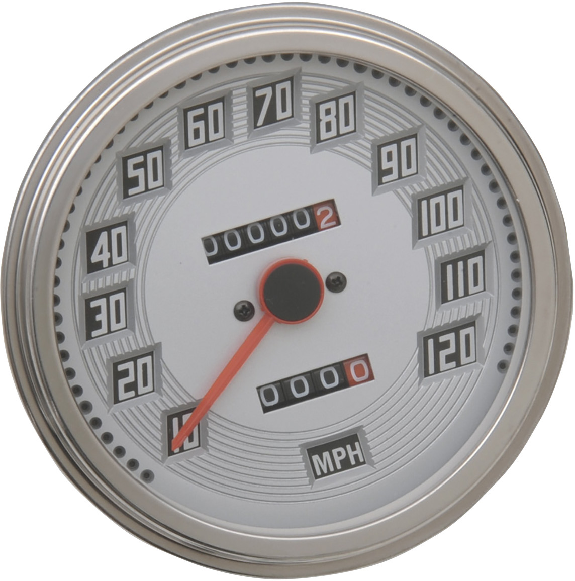 Drag specialties 5" MPH FL-Style 2:1 Speedometer with Tach - Billet Look White Face Harley Davidson