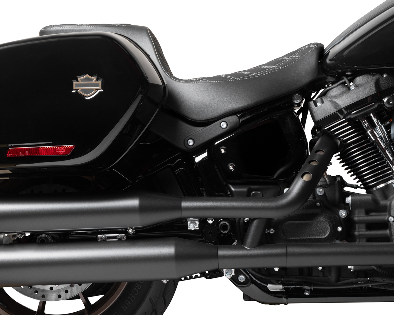 Drag specialties seats Predator 2-Up Seat - Vinyl - Double Diamond - Silver Stitching - FLSB/FXLRS '18-'24 Harley Davidson
