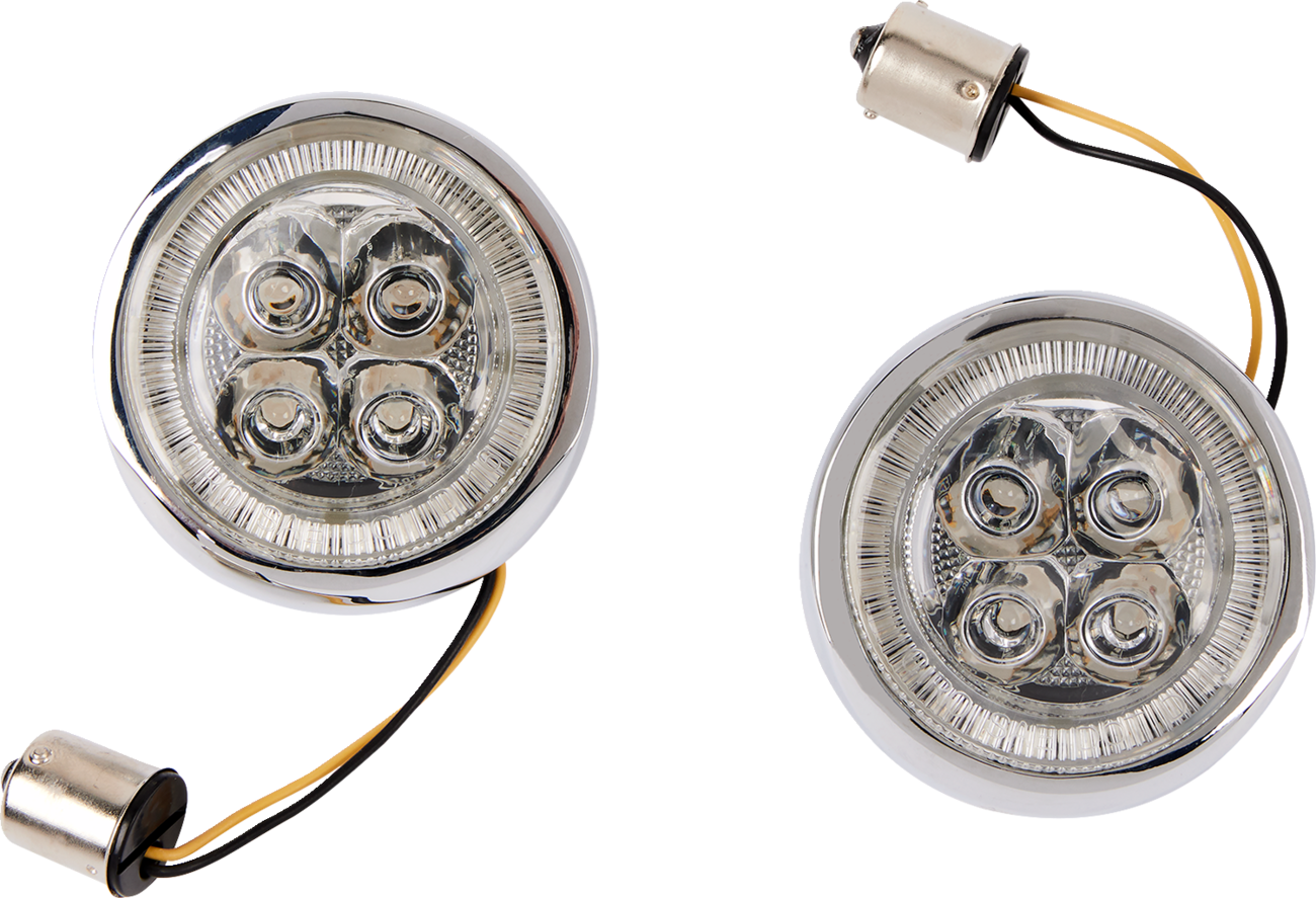 Ciro Fang Rear LED Turn Signal Inserts With Bezel For Harley 2000-2025