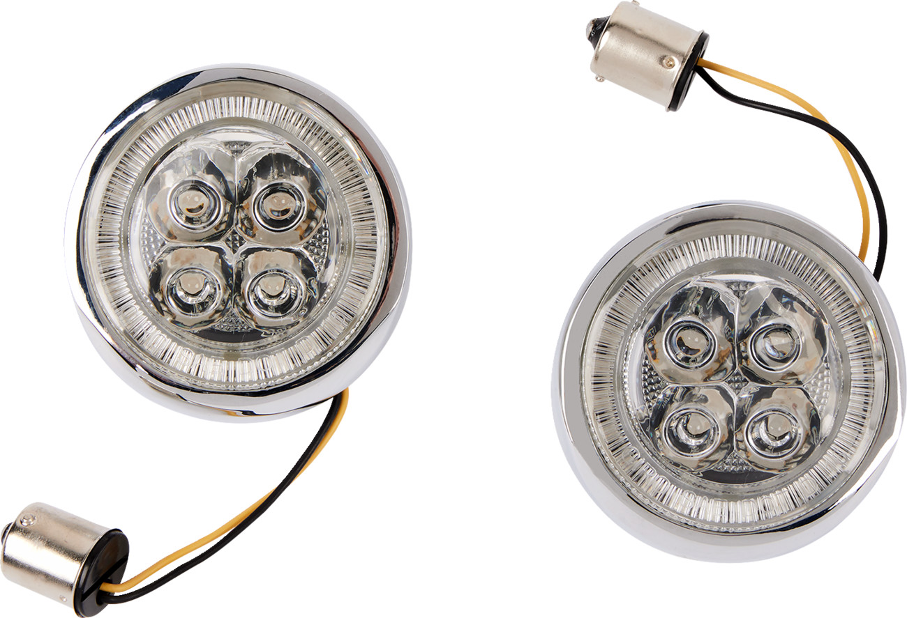 Ciro Fang Rear LED Turn Signal Inserts With Bezel For Harley 2000-2025