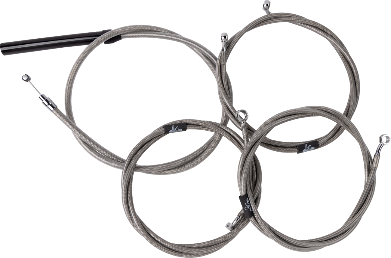 Complete Stainless Braided Handlebar Cable/Brake Line Kit — Cable Kit