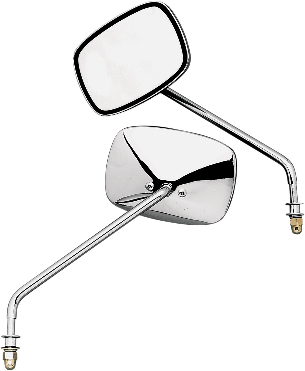 Emgo Mirrors - Side View - Plain Face/Rectangle - Long Stem - Left/Right - Screw-In - Pair