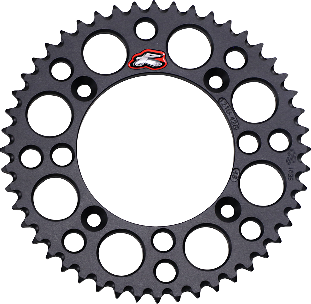 Renthal Rear Sprocket - Aluminum - 48 Tooth - Black - Suzuki/Yamaha 48T