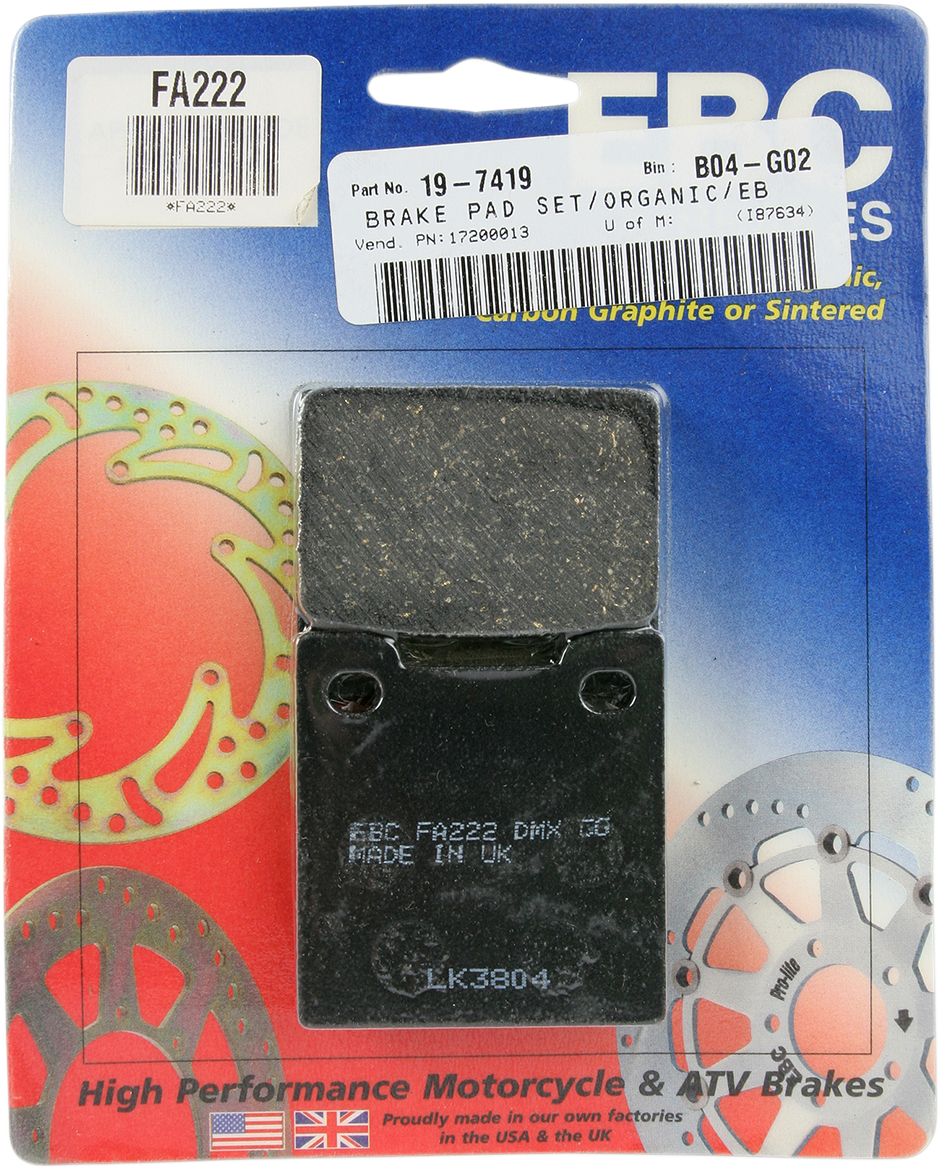Organic Base "FA" Brake Pads